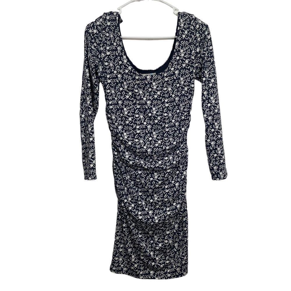 Boden Navy Blue Floral Long Sleeve Midi Dress